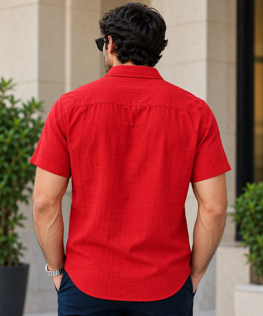 Men’s Premium Red Double coach Short Sleeve Shirt