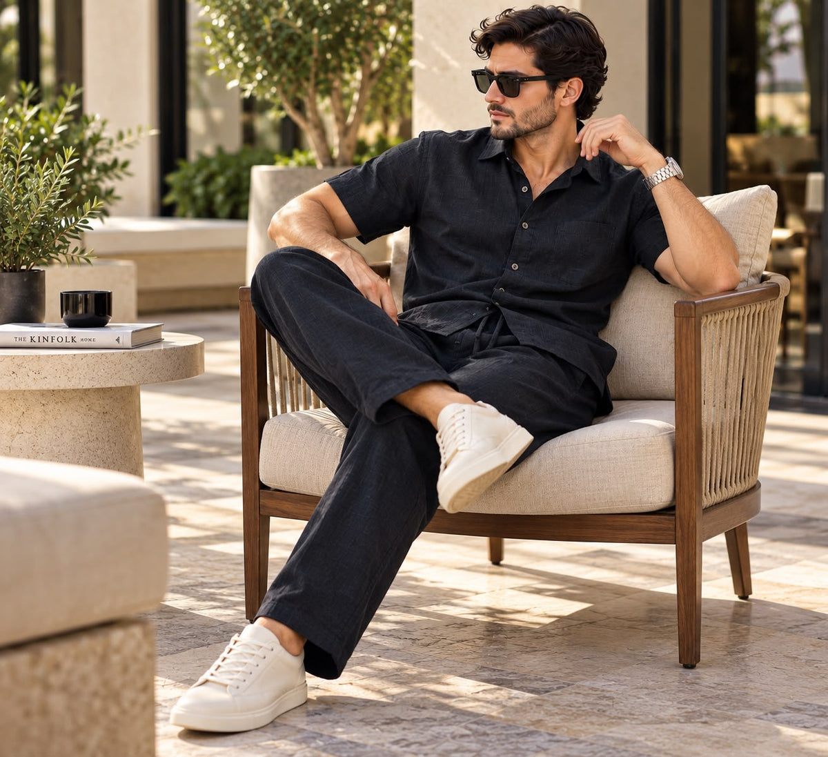 Men’s Premium Linen Half-Sleeve Shirt & Relaxed Fit Lower Co-ord Set