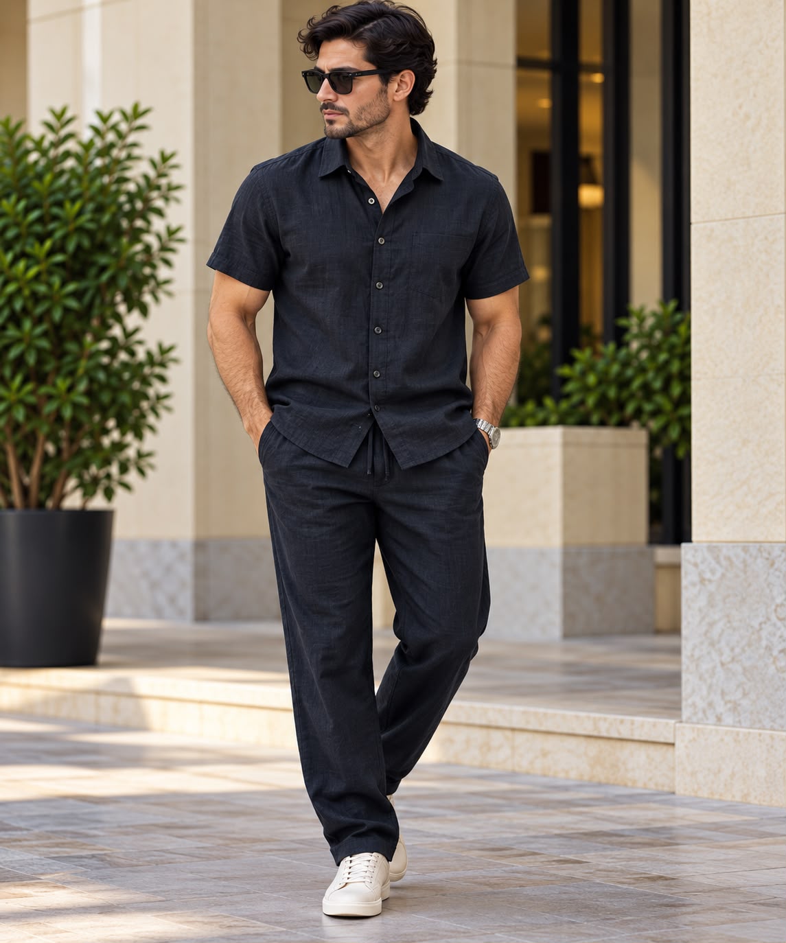 Men’s Premium Linen Half-Sleeve Shirt & Relaxed Fit Lower Co-ord Set