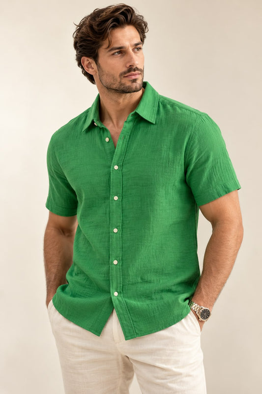 Men’s Premium Green Double coach Short Sleeve Shirt