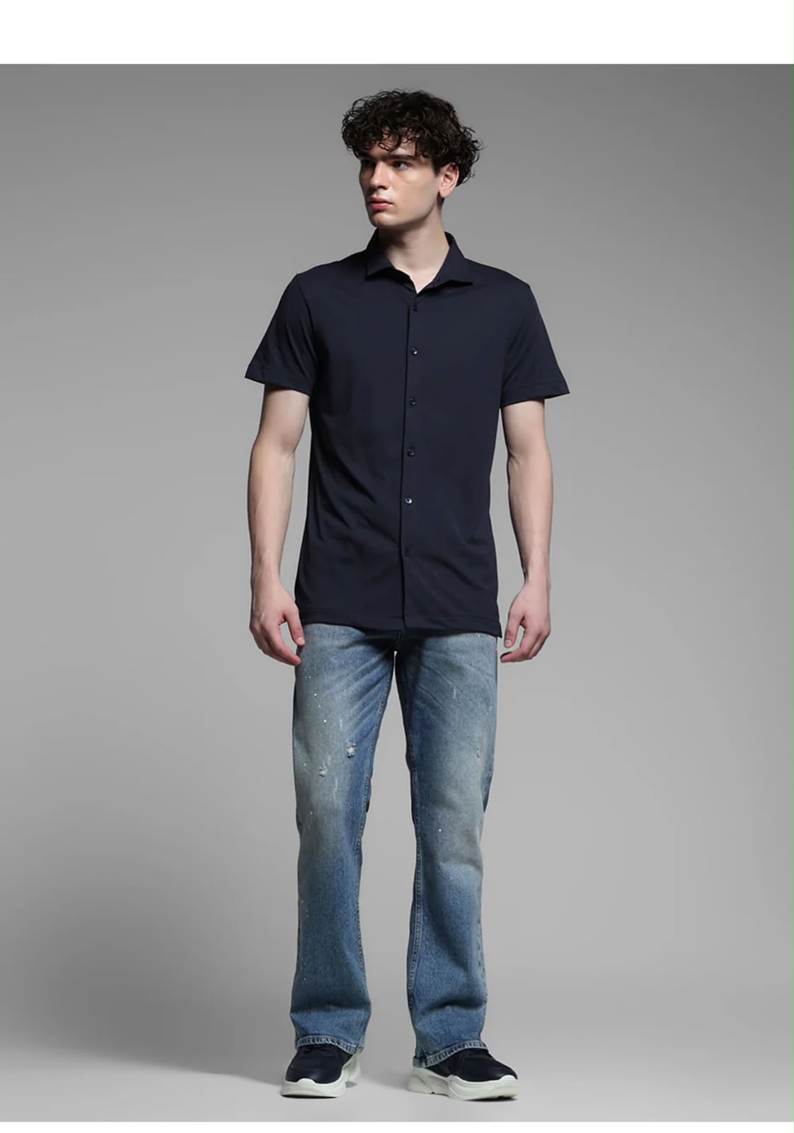 Men’s Premium Navy Blue Poplin Cotton Short Sleeve Shirt