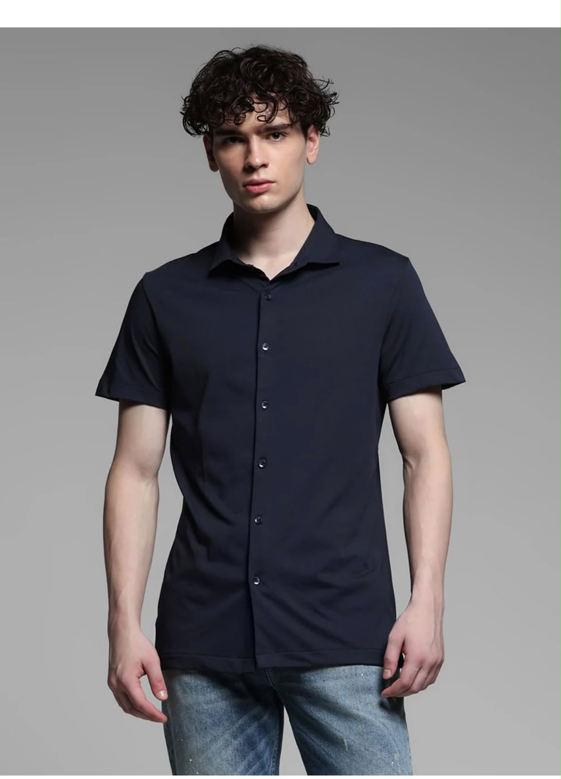 Men’s Premium Navy Blue Poplin Cotton Short Sleeve Shirt