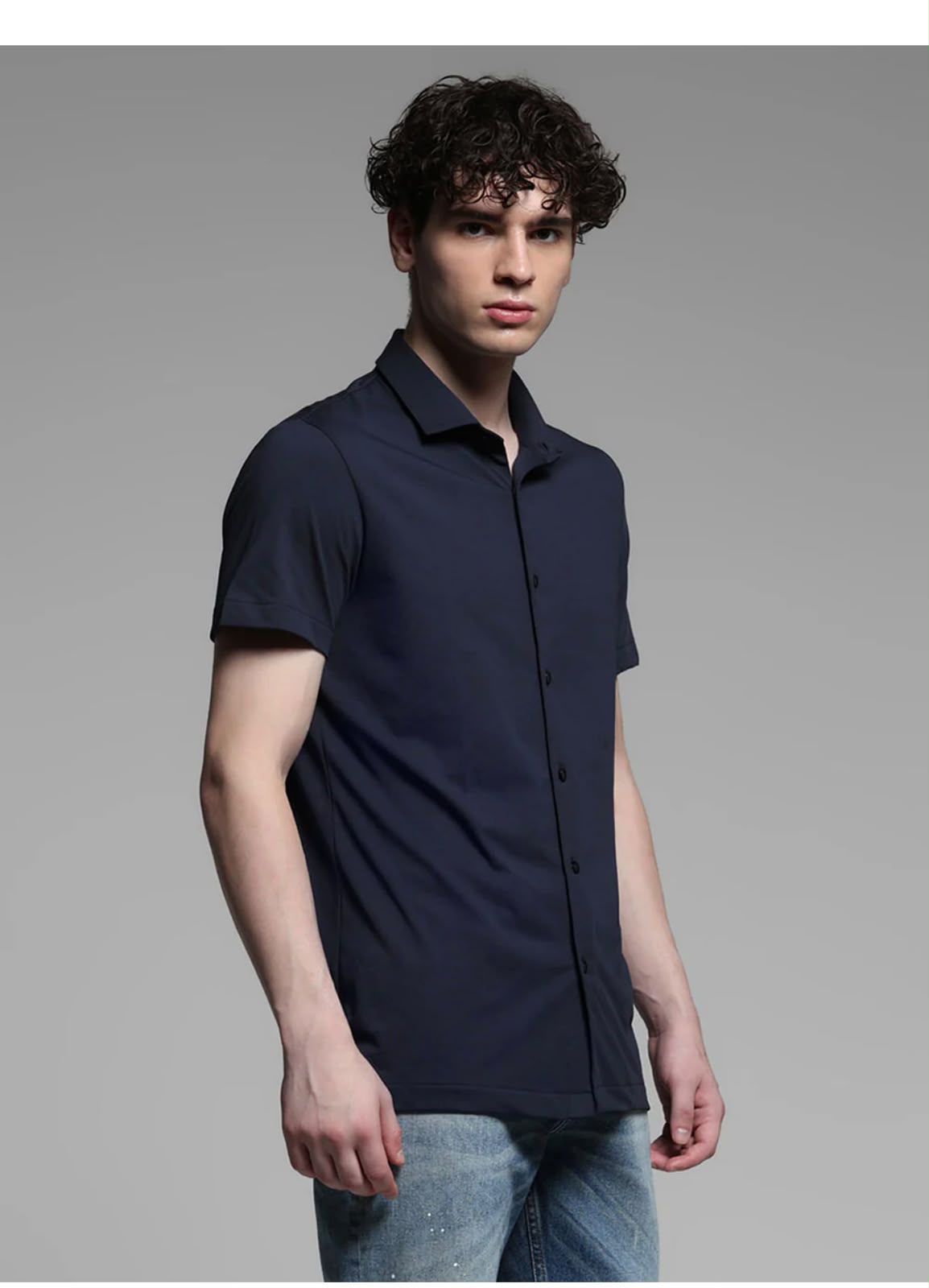 Men’s Premium Navy Blue Poplin Cotton Short Sleeve Shirt