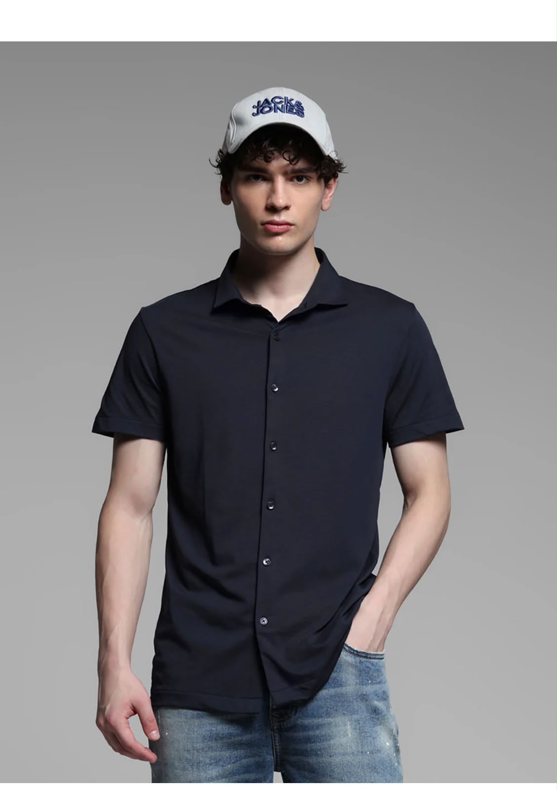 Men’s Premium Navy Blue Poplin Cotton Short Sleeve Shirt