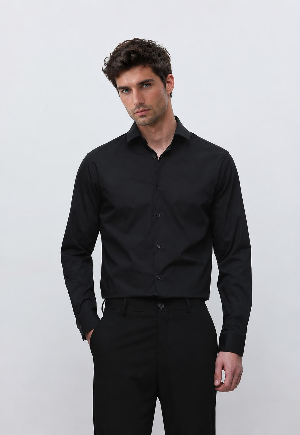 Men’s Premium Black Full Sleeve Poplin Plus Cotton Shirt