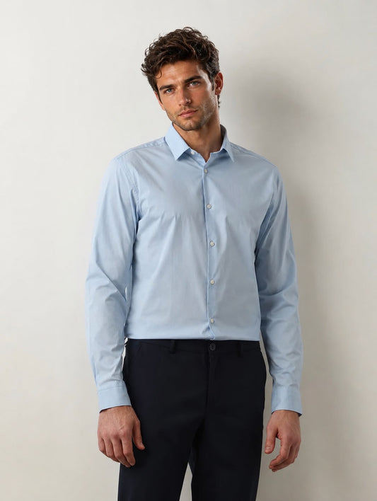 Men’s Premium Sky Blue Full Sleeve Poplin Plus Cotton Shirt