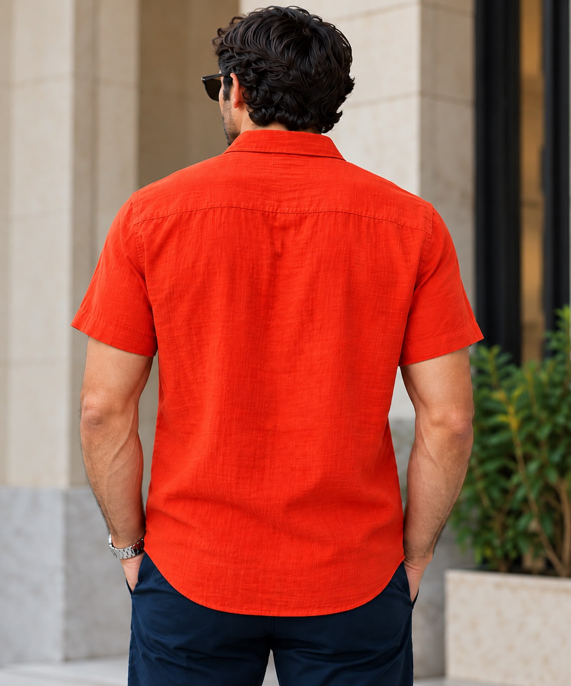 Men’s Premium Orange Double coach Short Sleeve Shirt