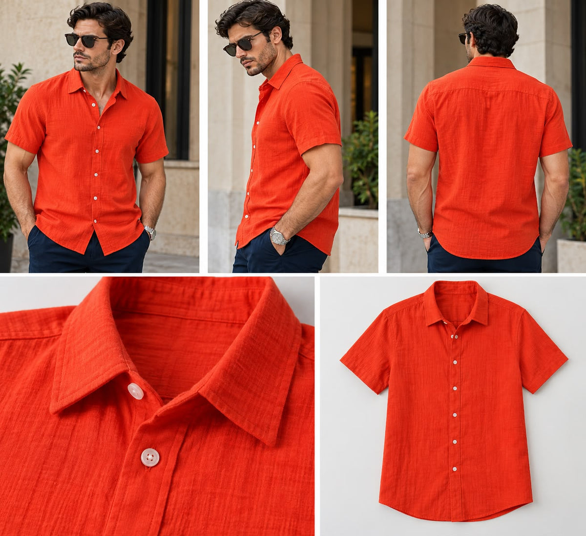 Men’s Premium Orange Double coach Short Sleeve Shirt