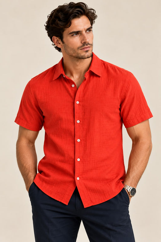 Men’s Premium Orange Double coach Short Sleeve Shirt